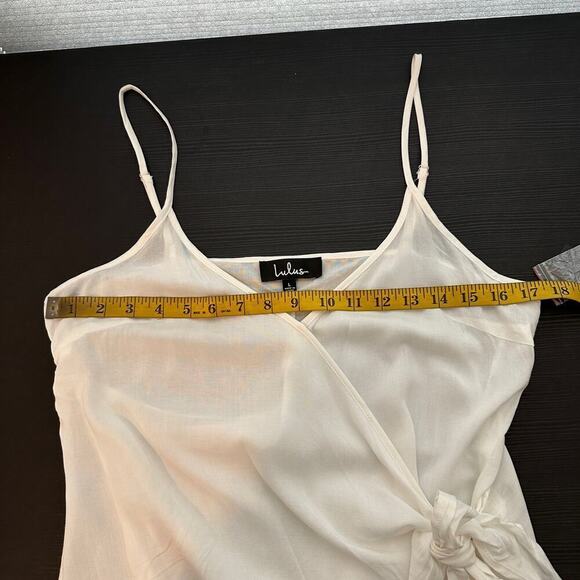NWT Lulus White Adjustable Strap V-Neck Side Tie Wrap Cami Top Size Large - Picture 9 of 11